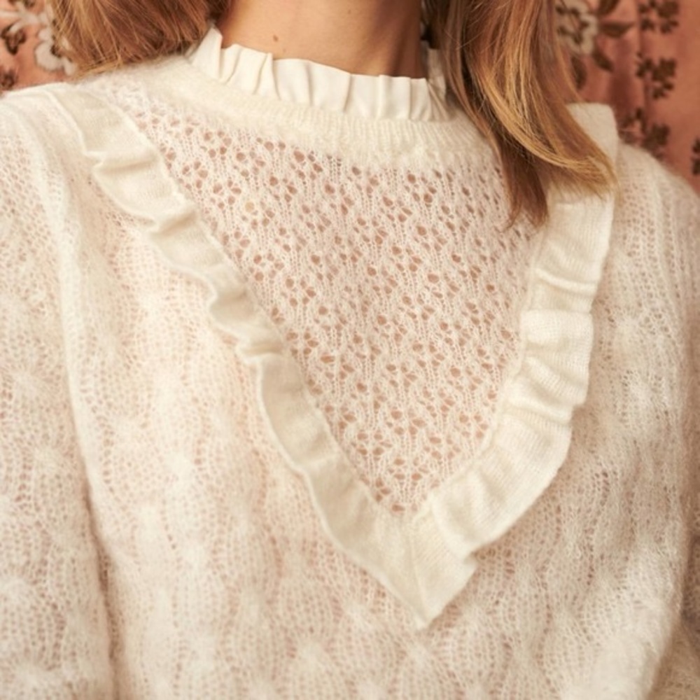 Sezane Cream Ruffle Sweater - Picture 5 of 5